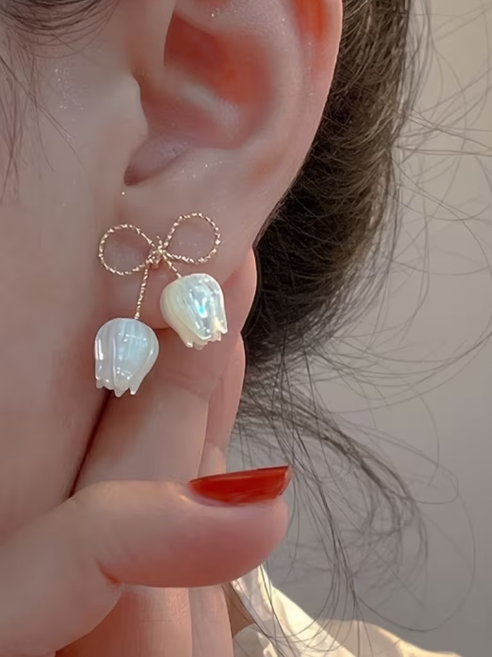 Bow Tulip Flower Earrings